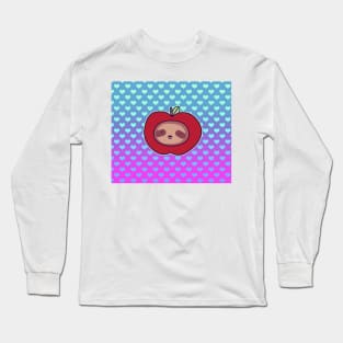 Apple Face Sloth - Ombre Hearts Long Sleeve T-Shirt